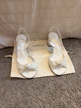 Alexandre Birman Ivory Woven Slingback Heels